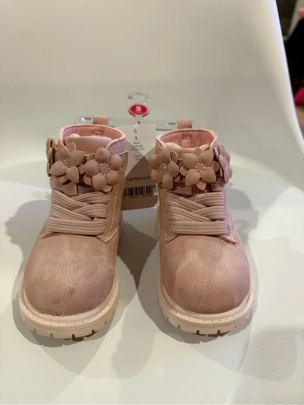 ☀️🌊 Carter's Pink Floral Accent Girls' Ankle Boots NWT
